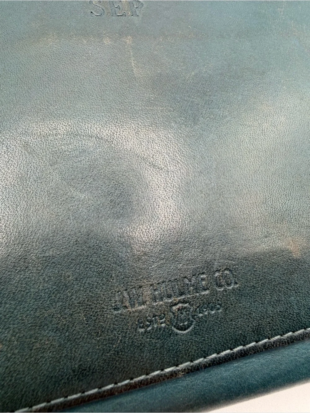RARE Vintage J.W. Hulme Co. USA Teal/Slate Blue Leather Flap Crossbody Bag